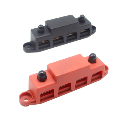 Red&amp;Black Set M8 300A Bus Bar 4 Studs Power Distribution Terminal Block Với 300A Fuse Wire cho RV Yacht