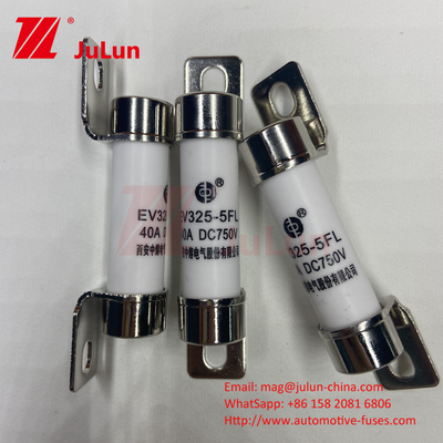 10A-50A 750VDC Ceramic Automotive Fuse With Bolt Mount Ceramic Ev325 Khả năng phá vỡ bộ an toàn EV325 20KA 50kA 15A 25A