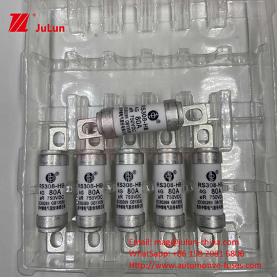 EV RS308 Fuse Mechanical Shock 25A 30A 40A 50A đồng gốm Đánh giá điện áp DC750V Bộ sạc EV gia đình cho xe điện