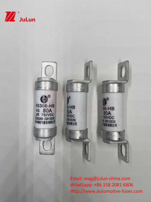 M6 EV Fuse với bộ sạc EV gốm đệm 750VDC Fuse Load hóa học và nhiệt độ cao 40A 50A RS308