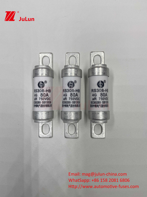 M6 Bolted EV Fuse 750V 80A10A 30A 50A 750VDC EV Fuse Hey phù hợp với hệ thống kéo EV, chuyển đổi điện
