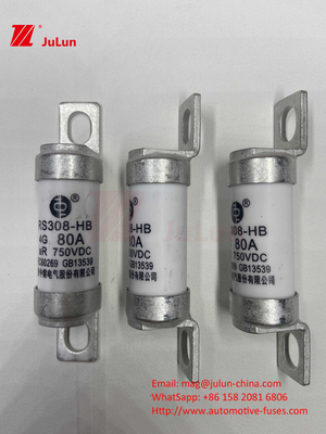 M6 Bolted EV Fuse 750V 80A10A 30A 50A 750VDC EV Fuse Hey phù hợp với hệ thống kéo EV, chuyển đổi điện