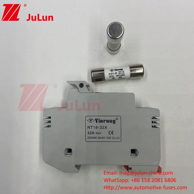10x38mm 32A Silver Element Solar Fuse For Photovoltaic RT18-32X 10 * 38mm Cylindrical Fuse Holder với 32A 690V Low