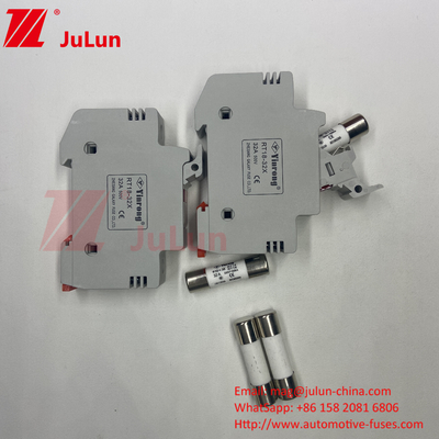 Fuse mặt trời PV với DIN Guide Fuse Holder cho bảo vệ quang điện RT18-32 15A 20A 32A Fuse Holder với LED Indica