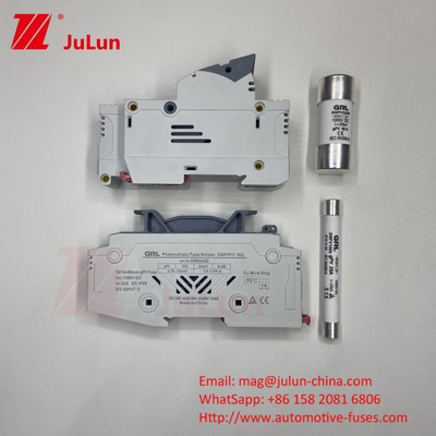 Photovoltaic Inverter Photovoltaic Fuse với thân gốm DIN Mount Dc Fuse 250a 10x85 1500Vdc PV Fuse Holder 15
