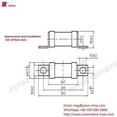 16A-400A EV sạc xe điện Fuse với Bolt screw terminal
