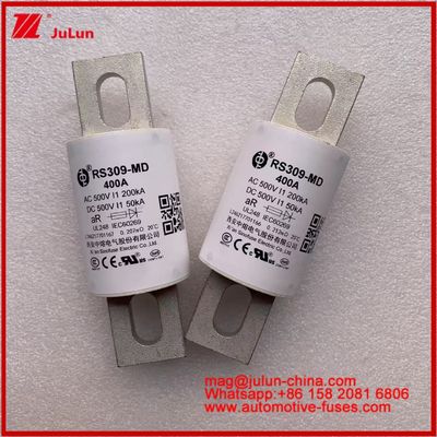 RS309-MD 400A 500VAC 200KA 500VDC 50KA AR Tubular Ceramic Automotive Fuses Bolt Installation Bảo vệ bán dẫn