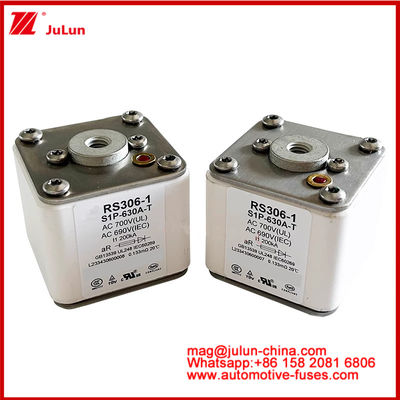 RS306-1 S1P-630A-T AC700 ((UL) Ar AC690V ((IEC) 200KV Square Caremic Fuse EV Or HEV Traction Electric Vehicle