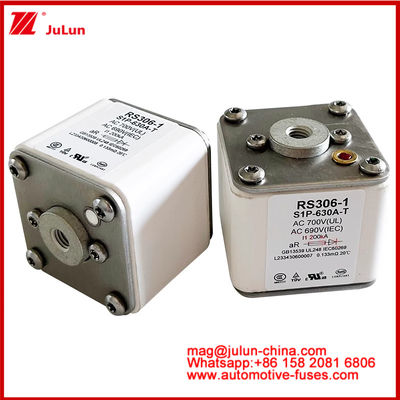 RS306-1 S1P-630A-T AC700 ((UL) Ar AC690V ((IEC) 200KV Square Caremic Fuse EV Or HEV Traction Electric Vehicle