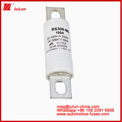 RS309-MD-100A 500VAC200KA 500VDC 50KA AR Caremic Tubular DC 100 Amp Car Fuse Cho EV HEV Xe điện Bolted