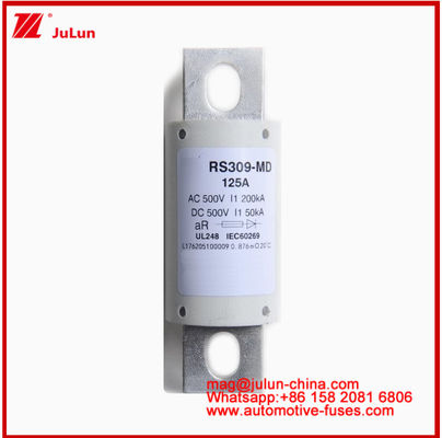 RS309-MD-125A Ceramic Auto Fuses 500VAC200KA 500VDC 50KA AR DC Hiệu suất Cấu trúc kết nối cuộn xe ô tô