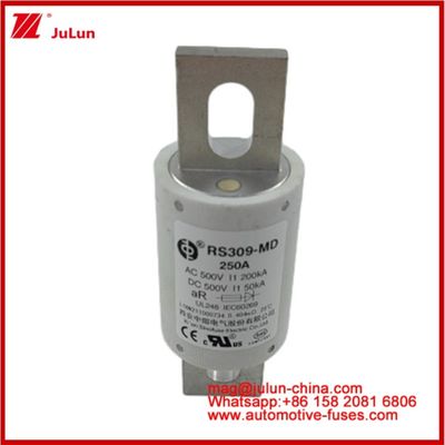 250A 500VAC Ev Fuse RS309-MD-200KA 500VDC 50KA AR Caremic DC Hiệu suất ống ô tô Bolt Stud-mount