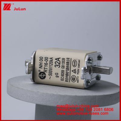 32A 500V NH00 RT16-00 120KA Ceramic Car Fuse Automobile Blade Mount Đối với EV / HEV tình huống xe