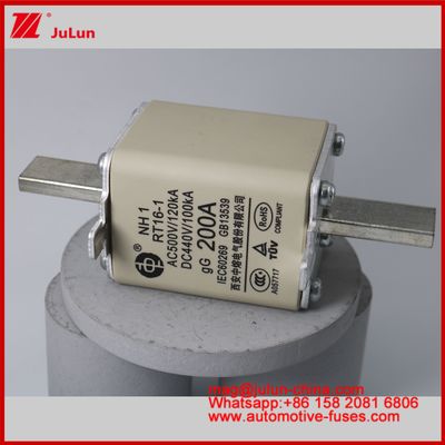 NH1 RT16-1 200A AC500V 120KA DC 440V 100KA Xe ô tô Ceramic Auto Fuses Blade Mount Cho xe EV / HEV Cỡ nhỏ Bảo vệ mạch ngắn hiện tại cao