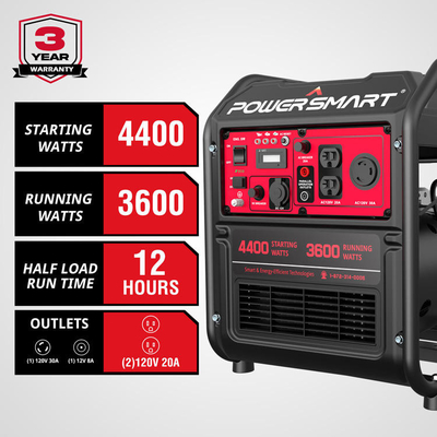 Máy phát điện di động InvertorB tại nhà, Mỹ, có hàng, Powersmart 4400w, điện di động ngoài trời, khung mở, máy phát điện xăng cho cắm trại, InvertorB di động tại nhà