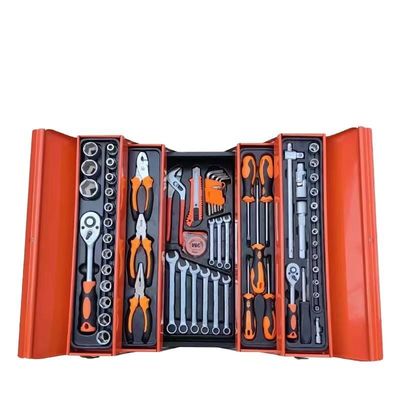 Bộ dụng cụ kết hợp hộp sắt 85 món Sửa chữa máy móc Ba lớp Gấp gọn Bộ ổ cắm cho dụng cụ
