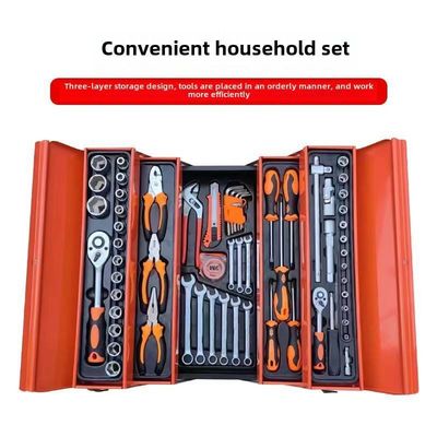 Bộ dụng cụ kết hợp hộp sắt 85 món Sửa chữa máy móc Ba lớp Gấp gọn Bộ ổ cắm cho dụng cụ