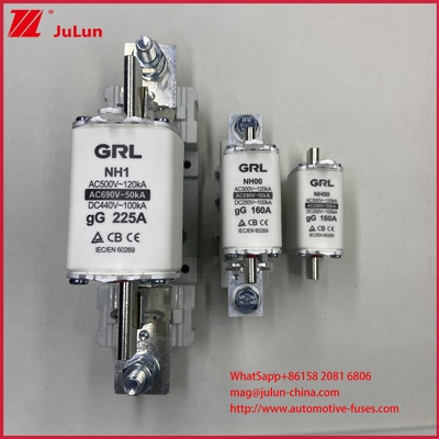 NT000 FUSE AR High Breaking 500V / 690V Đánh giá Ceramic Porcelain Melt Link Fuse 80A Liên kết đồng điện áp thấp NH000 Fuses