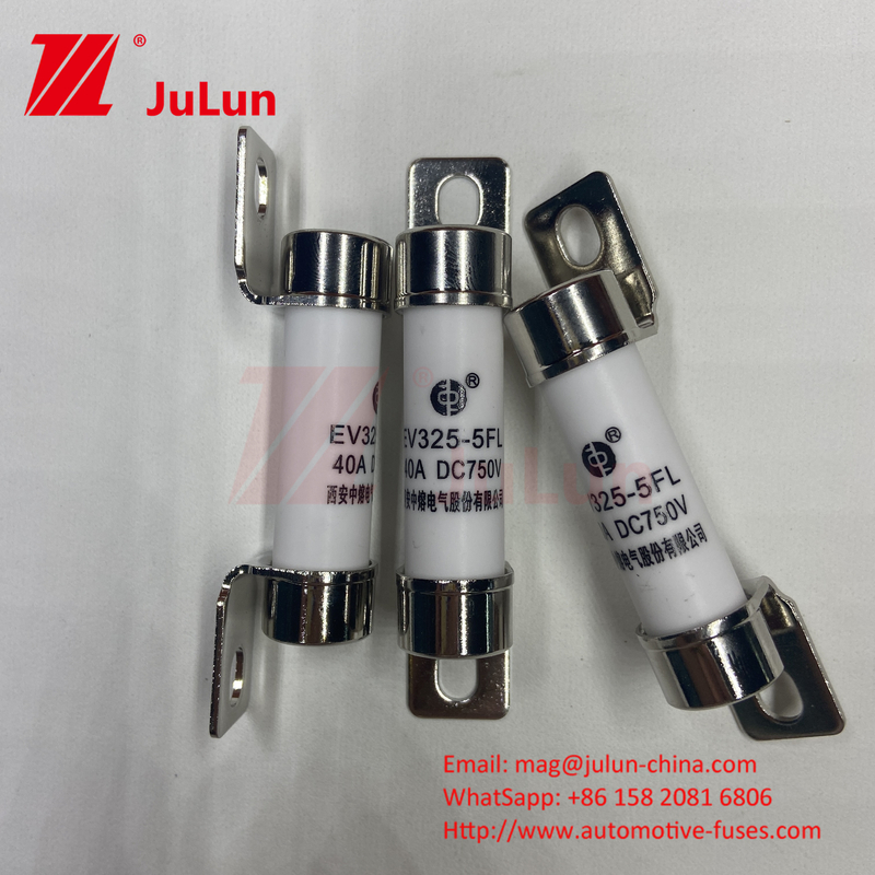 10A-50A 750VDC Ceramic Automotive Fuse With Bolt Mount Ceramic Ev325 Khả năng phá vỡ bộ an toàn EV325 20KA 50kA 15A 25A