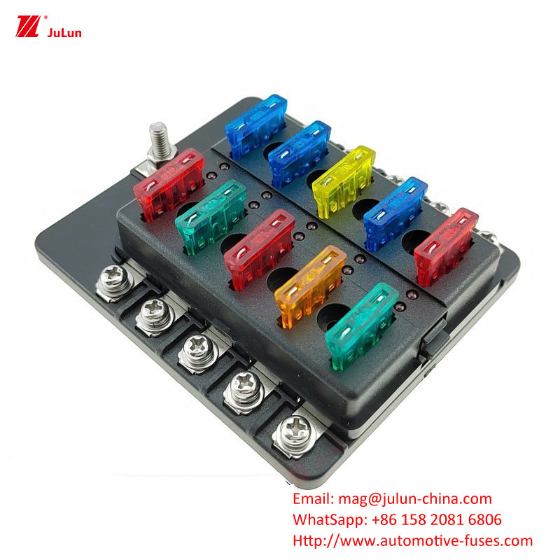 12 Way Fuse Box 12 Way Positive And Negative Car Boat Safety Seat With LED Light Car Insert Automatic Reset Car Fuse Sea (hộp an toàn 12 chiều dương và âm)