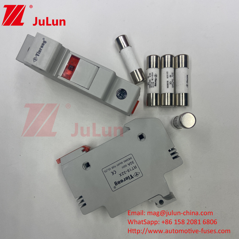 Mặt trời PV Inverter Cylindrical Fuse. Fuse Holder 1000V DC Fuse Holder cho hệ thống tấm pin mặt trời 25A 32A AC
