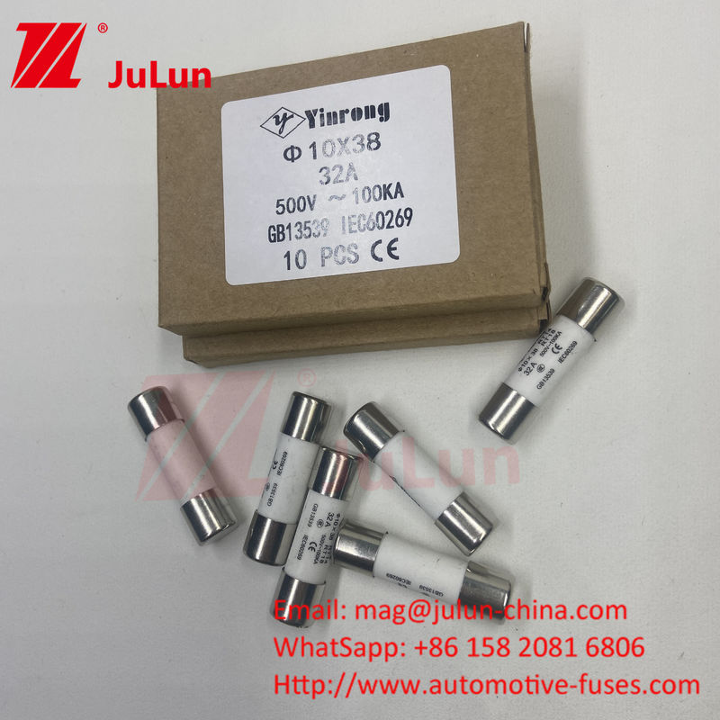 3A 10 * 38mm Ceramic PV String Fuse cho hệ thống quang điện AC220V AC380V AC50 0V AC690V AC800V