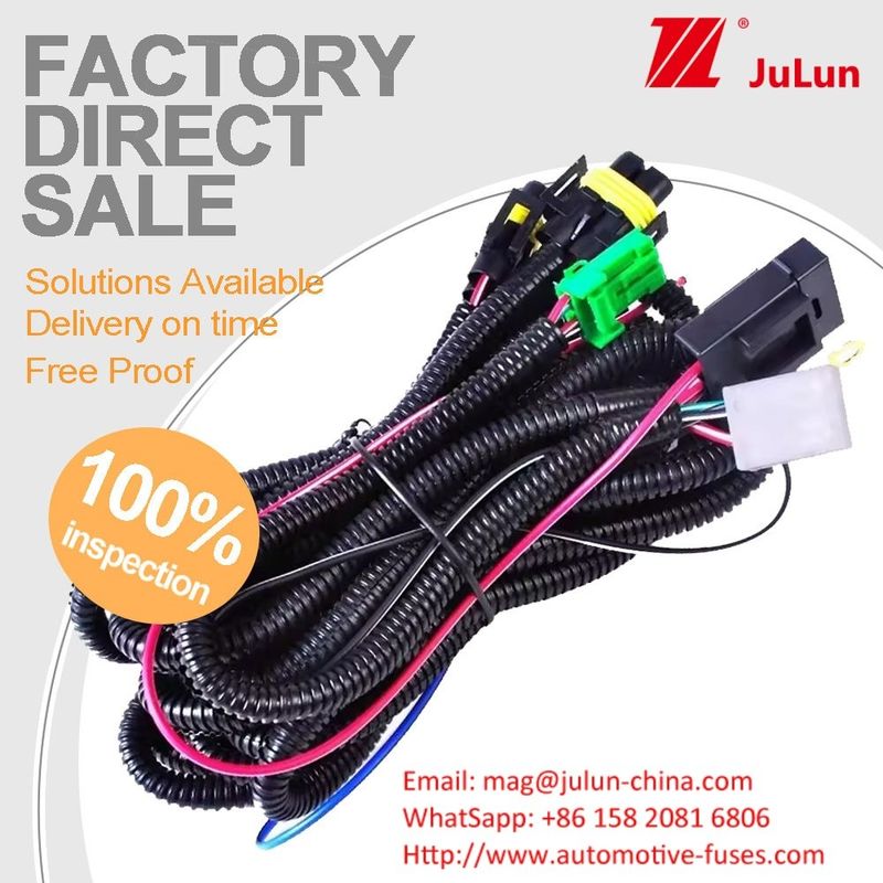 Đèn sương mù Relay Fuse Switch Assembly Kit Cáp cách nhiệt cao su ô tô 9006 LED Light Bar Wiring Harness With DRL For Cars