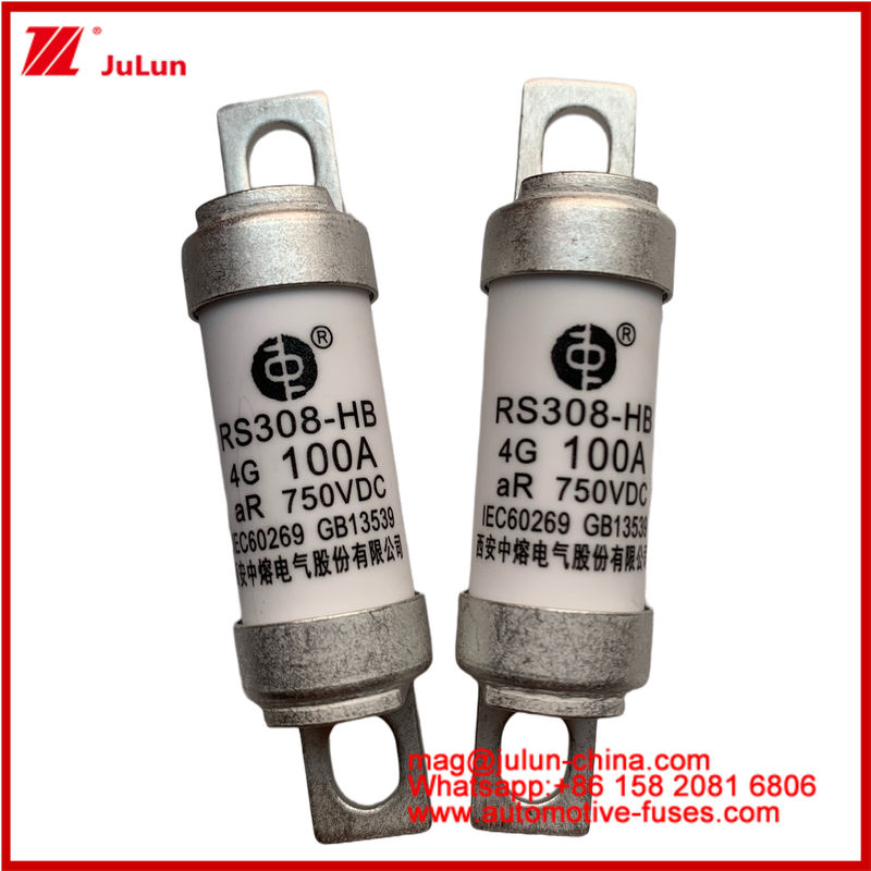 RS308-HB 4G 100A AR 750VDC 50KA Fuse cho bảo vệ mạch ô tô Hiệu suất phù hợp với thiết kế ống gốm JASO D622