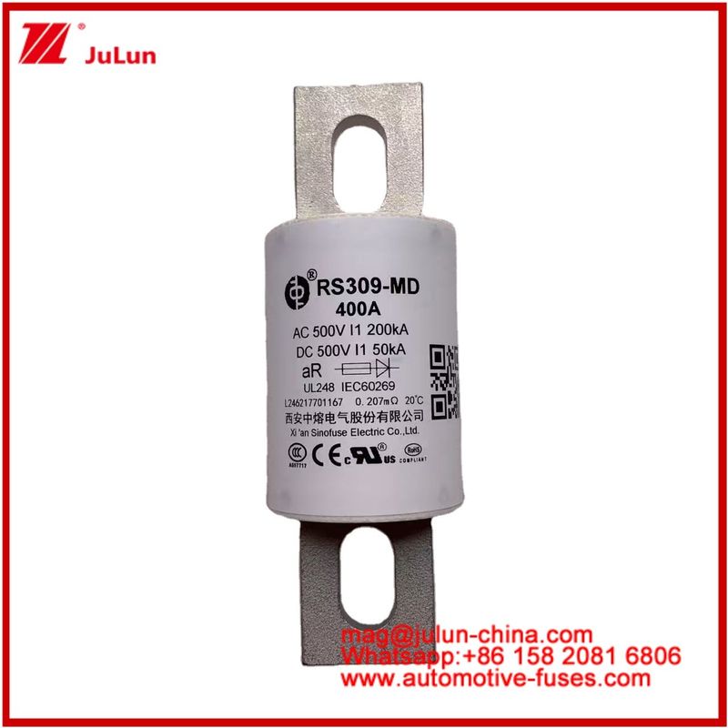 RS309-MD 400A 500VAC 200KA 500VDC 50KA AR Tubular Ceramic Automotive Fuses Bolt Installation Bảo vệ bán dẫn
