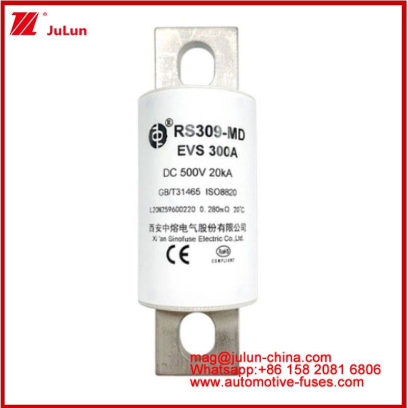 RS309-MD EVS-300A Caremic Tubular Fuse DC500V 20KA Cấu trúc kết nối đệm xe điện Thiết kế ứng dụng ô tô Hiệu suất DC xuất sắc
