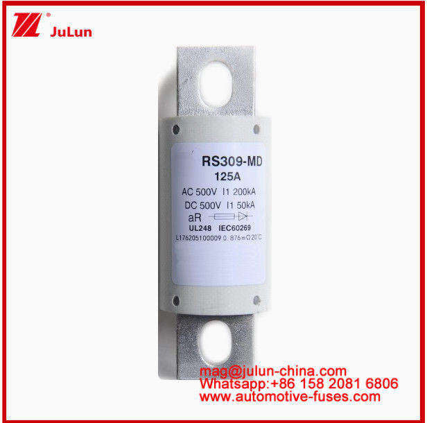 RS309-MD-125A Ceramic Auto Fuses 500VAC200KA 500VDC 50KA AR DC Hiệu suất Cấu trúc kết nối cuộn xe ô tô