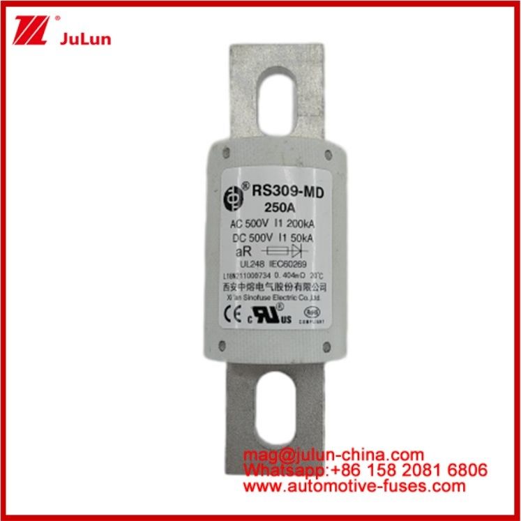 250A 500VAC Ev Fuse RS309-MD-200KA 500VDC 50KA AR Caremic DC Hiệu suất ống ô tô Bolt Stud-mount