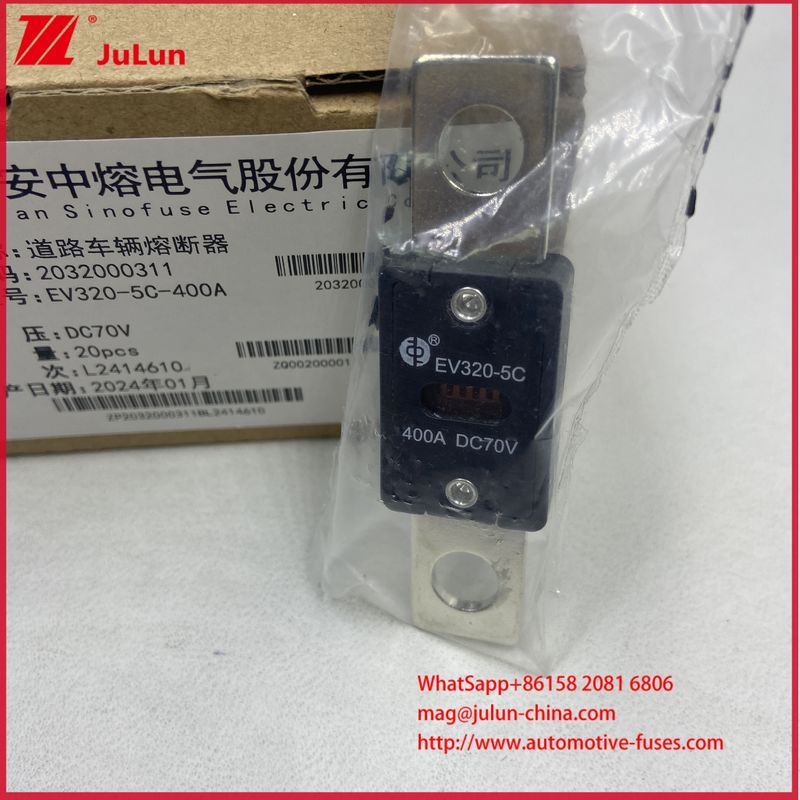 EV320-5C 5X -400A 175A DC70V Cầu chì xe điện Phương pháp lắp M8 Tuân thủ các tiêu chuẩn ISO8820-5 và GB/T31465.5-2015