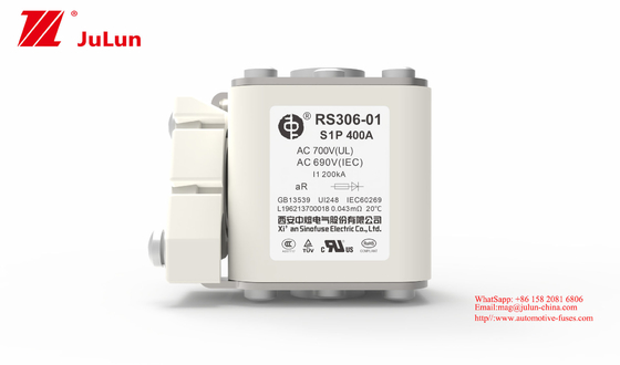 Cầu chì xe điện 400A 690V RS306-01-S1P Loại chip Chức năng tự động đặt lại