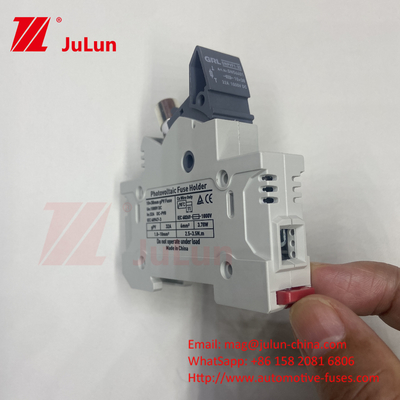 TUV DC Solar Fuse Fusible Holder Box Base DNPVF1-32 Bảo vệ hệ thống mặt trời 10x38MM 1000V GPV Fast Blow Ceramic DIN Rail