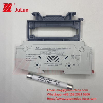 Fuse 1500vdc 20a DNPVF1-32L Hệ thống mặt trời Pv Fuse 1500vdc Blow nhanh Ceramic DIN Rail Moun 10x85MM 1500V Fuse nhiệt