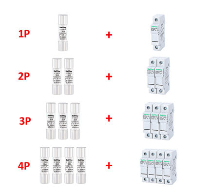 Máy bảo hiểm PV 10 * 38mm được chứng nhận bởi IEC 20A 1000VDC