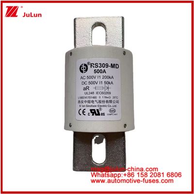 500VDC 200KA 500VAC 50KA AR Tubular Ceramic Fast Fuse FUSE RS309-MD 500A Đối với xe điện và hệ thống pin điện