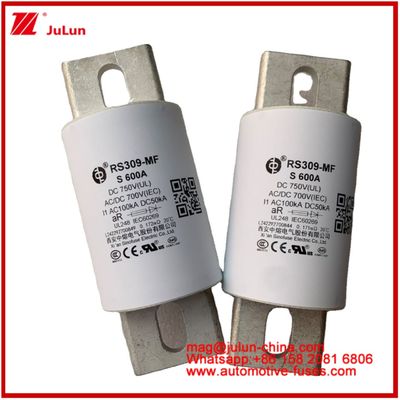 RS309-MF S 600A 750VDC Đường ống gốm thiết bị ô tô và thiết bị 50KA Lưu trữ năng lượng và hệ thống điện Bộ điều khiển chuyển đổi tần số FUSE Bộ sạc Xe điện