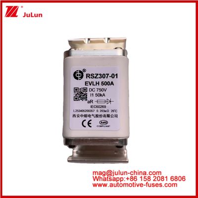 RSZ307-01 EVLH 500A 750VDC FUSE 50KA Quadrat Ceramic Car Charger Thiết bị và thiết bị xe điện Kích thước nhỏ Tốc độ nóng chảy thấp I2t Giá trị cao Năng lượng phá vỡ